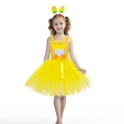 Rovga Easter Dresses For Toddler Girls Easter Outfit Chick Holiday Party Tutu Dress And Hair Hoop Dress Up Spring And Summer Solid Color Clothes 7-8 Years